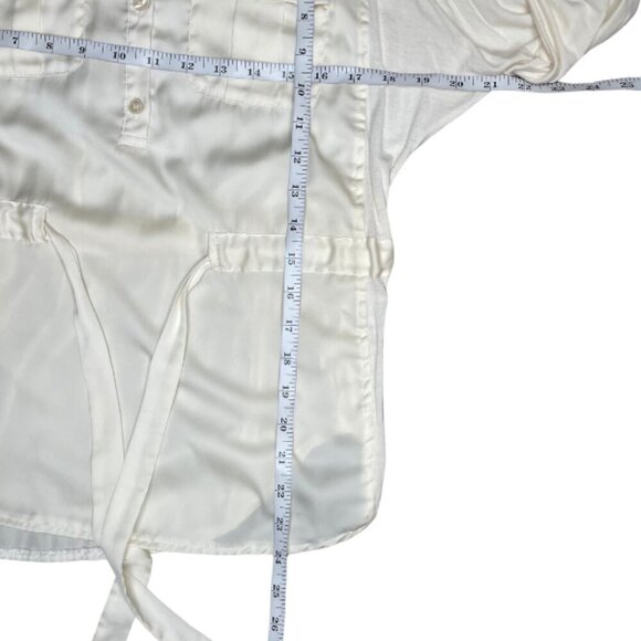 New York & Company Office Siren Cream Utility Drawstring Blouse Sz Small - Picture 8 of 11
